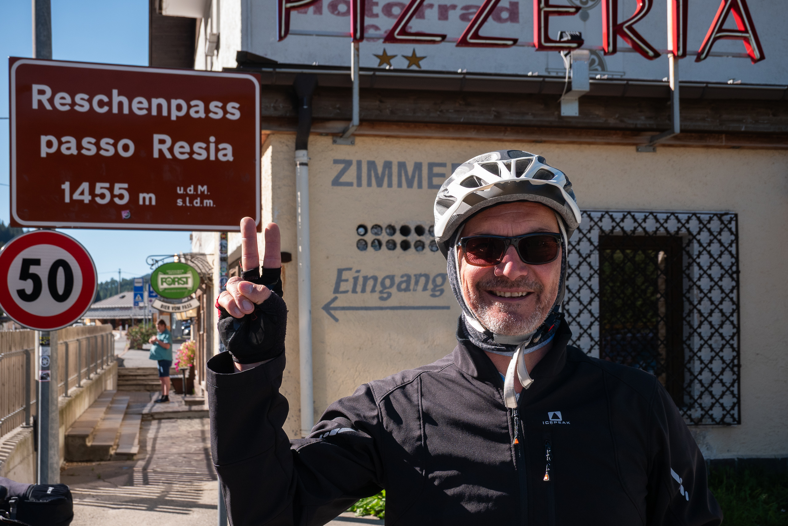 Geschafft – am Reschenpass / Passo Resia auf 1455 m